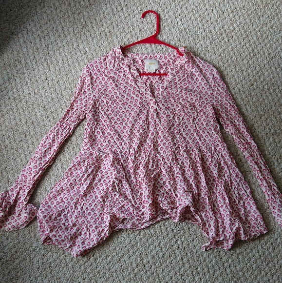 Anthropologie Maeve Laiken Henley In Motif Tunic Top size 8 - Picture 2 of 16